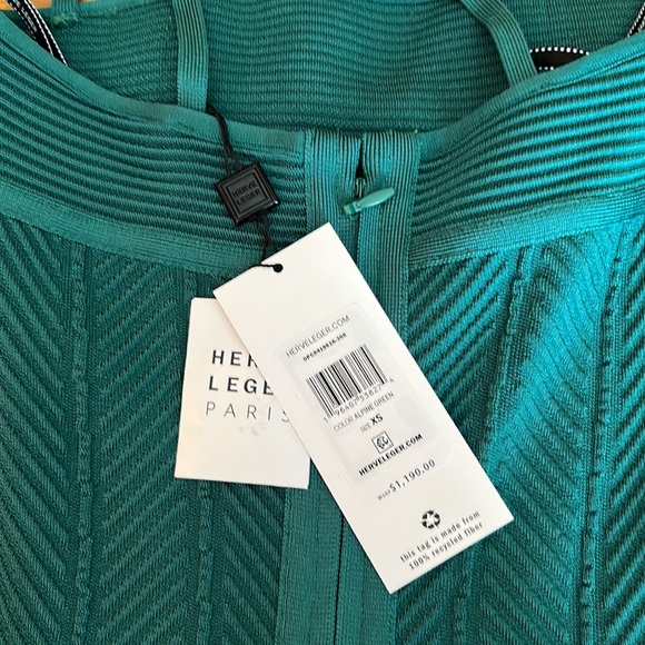HERVÉ LÉGER - New with tag - Size XS - Emerald ribbed bandage dress - Picture 5 of 6